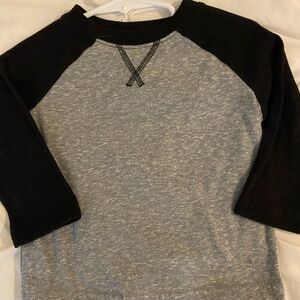 Toddler Boys Kids Raglan Sleeve Gray and Black Shirt